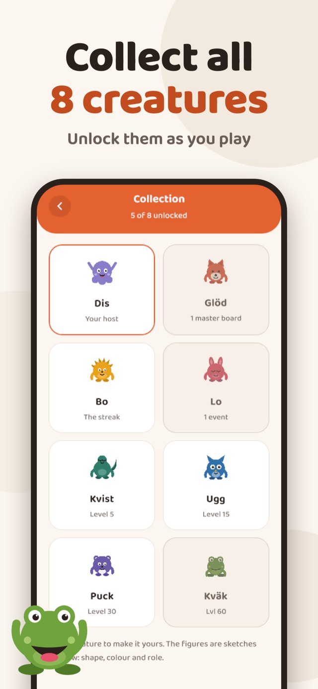 The Inkwell collection screen showing the eight creatures and how each one is unlocked